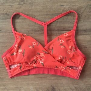 PINK floral sports bra